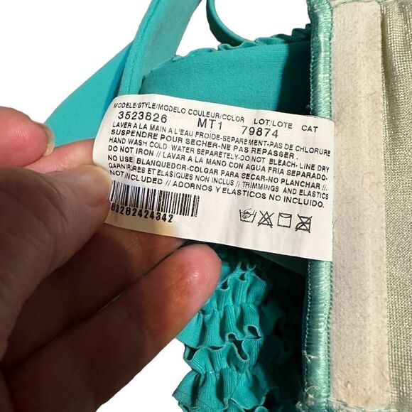 Vintage Be Creative Ruffled Bandeau Bikini Top Size Medium - Picture 4 of 7